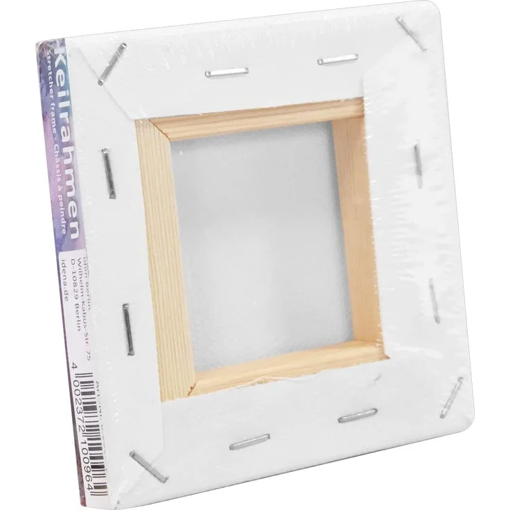 Idena 60009 - Keilrahmen mit Leinwand aus 100% Baumwolle, 380 g/m², FSC zertifiziert, für Öl- und Acrylfarben, ca. 10 x 10 cm, weiß – Bild 3