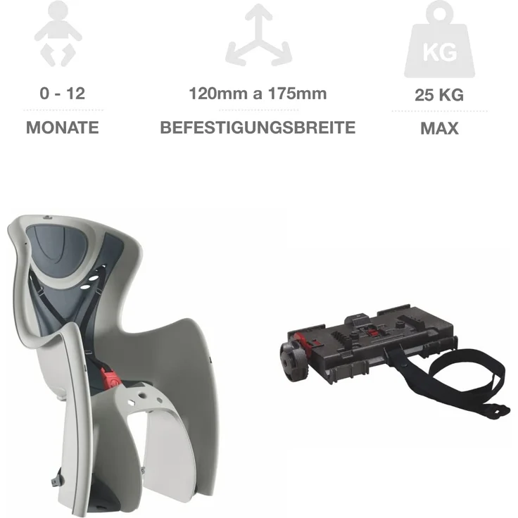 OK Baby Kindersitz Baby Shield für Gepäckträger von E-Bike & Fahrrad Silber – Bild 5