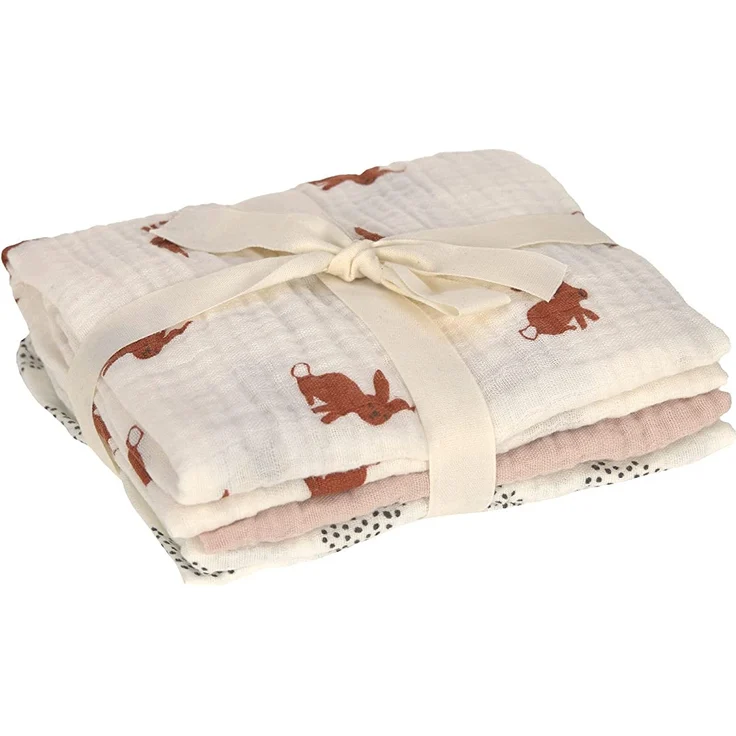 Laessig Little Forest Rabbit Wickeltuch 3 Stück Beige – Bild 3