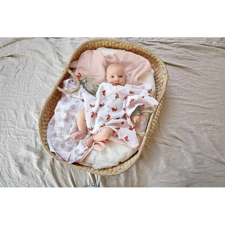 Laessig Little Forest Rabbit Wickeltuch 3 Stück Beige – Bild 6
