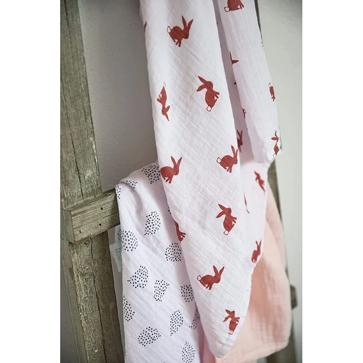 Laessig Little Forest Rabbit Wickeltuch 3 Stück Beige – Bild 5