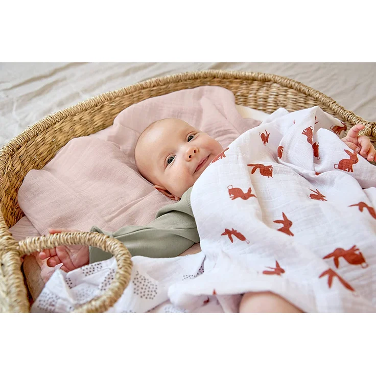 Laessig Little Forest Rabbit Wickeltuch 3 Stück Beige – Bild 7