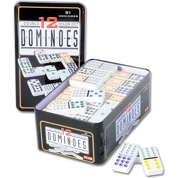Engelhart - 250103 - Domino Doppel 12 in Metalldose - Kinder und Erwachsene Taktik Spiel - Brettspiel – Bild 3