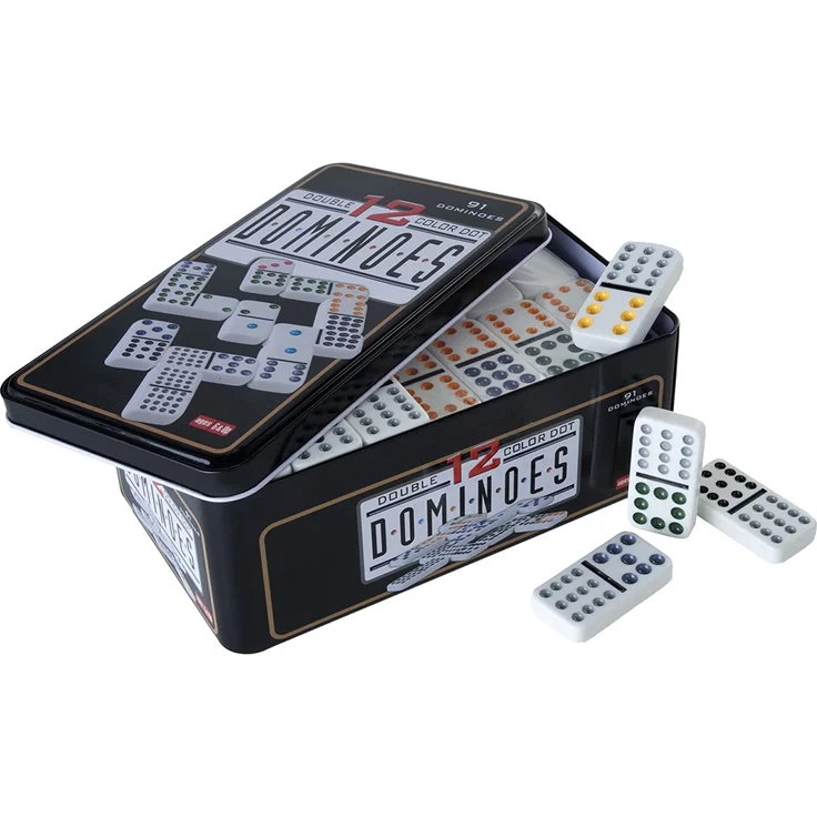 Engelhart - 250103 - Domino Doppel 12 in Metalldose - Kinder und Erwachsene Taktik Spiel - Brettspiel – Bild 1
