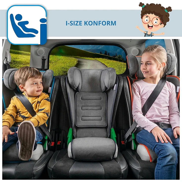 Walser Auto-Kindersitz Noemi, klappbarer Kinderautositz mit höhenverstellbarer Kopfstütze, ECE R129 geprüft, mitwachsend 3-8 Jahre Anthrazit – Bild 5