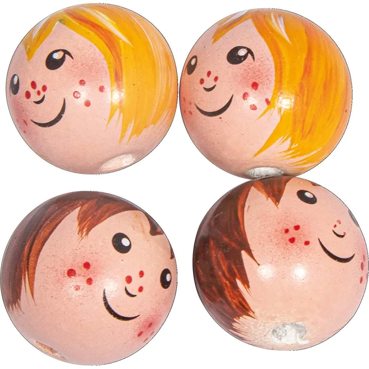 Holzkugel Kopf Mädchen und Junge, Ø 23 mm, 4 Stück