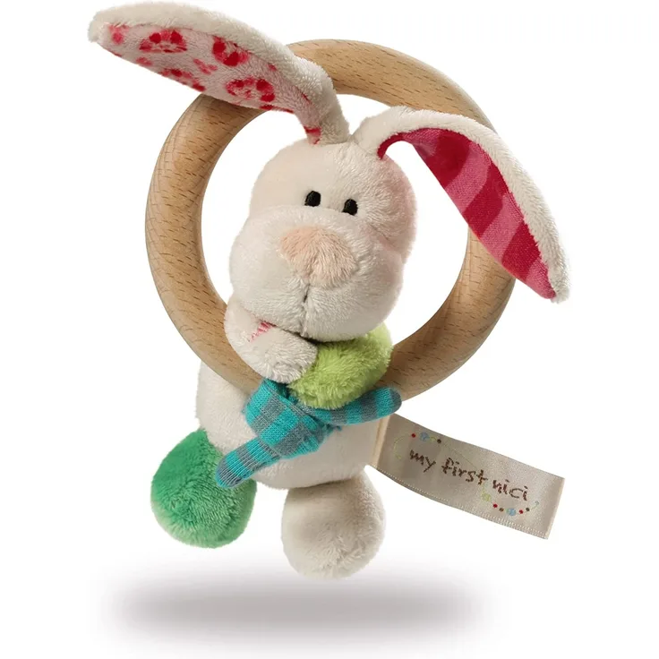 Nici 37433 Holzgreifring Hase Tilli mit Glocke