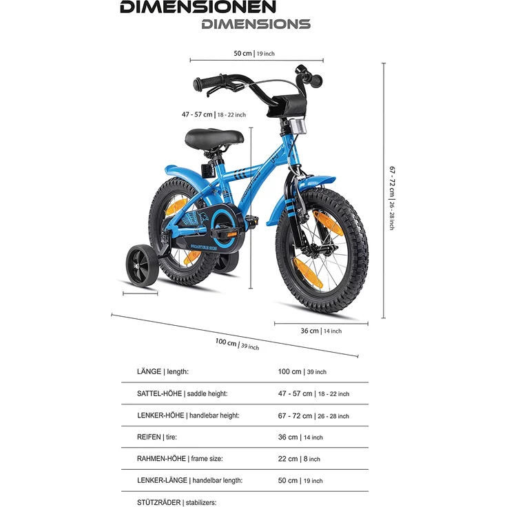 Prometheus Bicycles Kinderfahrrad Hawk, 1 Gang, 14 Zoll, RH 23 cm, blau – Bild 3