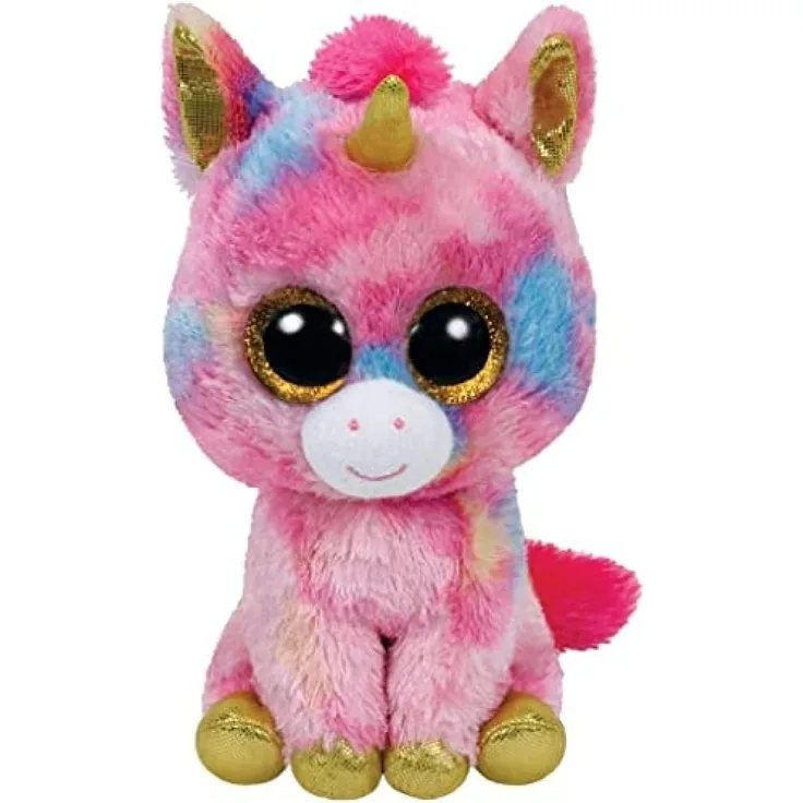 Ty Plüschtier - Fantasia Buddy - Einhorn mit Glitzeraugen, Beanie Boo's, Large, 24 cm, mehrfarbig