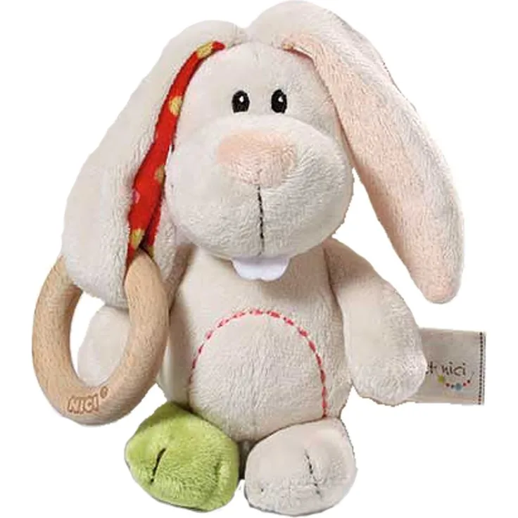 Nici 37879 Greifling Hase Tilli mit Holzring, 15 cm