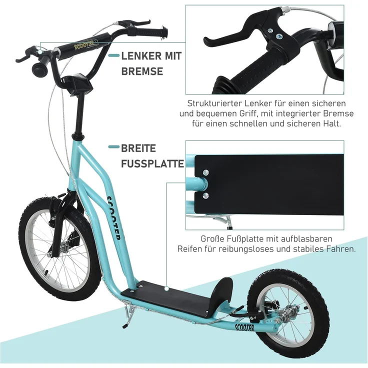 Kinderroller mit Handbremse (Farbe: blau) – Bild 5