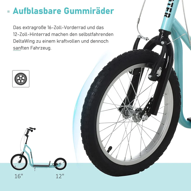 Kinderroller mit Handbremse (Farbe: blau) – Bild 7