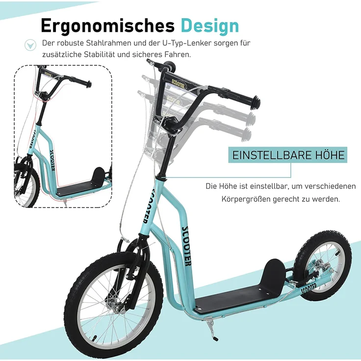 Kinderroller mit Handbremse (Farbe: blau) – Bild 6