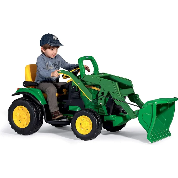 Peg Perego 'John Deere Ground Loader' Elektrotraktor, Gelb/Grün, zwei 12 V Motoren, bis zu 7,3 km/h schnell, mit großer Frontschaufel und integriertem UKW-Radio, ab 3 Jahren – Bild 8