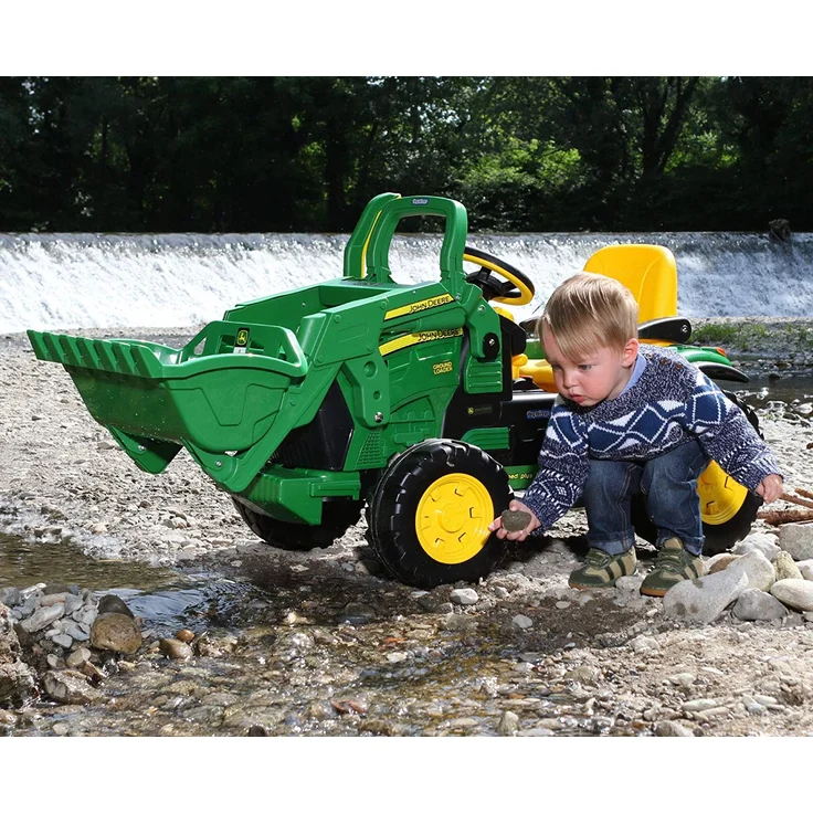 Peg Perego 'John Deere Ground Loader' Elektrotraktor, Gelb/Grün, zwei 12 V Motoren, bis zu 7,3 km/h schnell, mit großer Frontschaufel und integriertem UKW-Radio, ab 3 Jahren – Bild 14