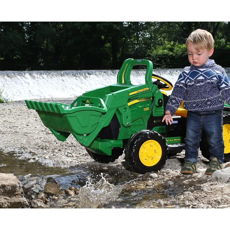 Peg Perego 'John Deere Ground Loader' Elektrotraktor, Gelb/Grün, zwei 12 V Motoren, bis zu 7,3 km/h schnell, mit großer Frontschaufel und integriertem UKW-Radio, ab 3 Jahren – Bild 13