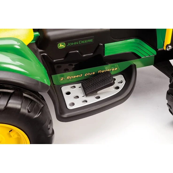 Peg Perego 'John Deere Ground Loader' Elektrotraktor, Gelb/Grün, zwei 12 V Motoren, bis zu 7,3 km/h schnell, mit großer Frontschaufel und integriertem UKW-Radio, ab 3 Jahren – Bild 4