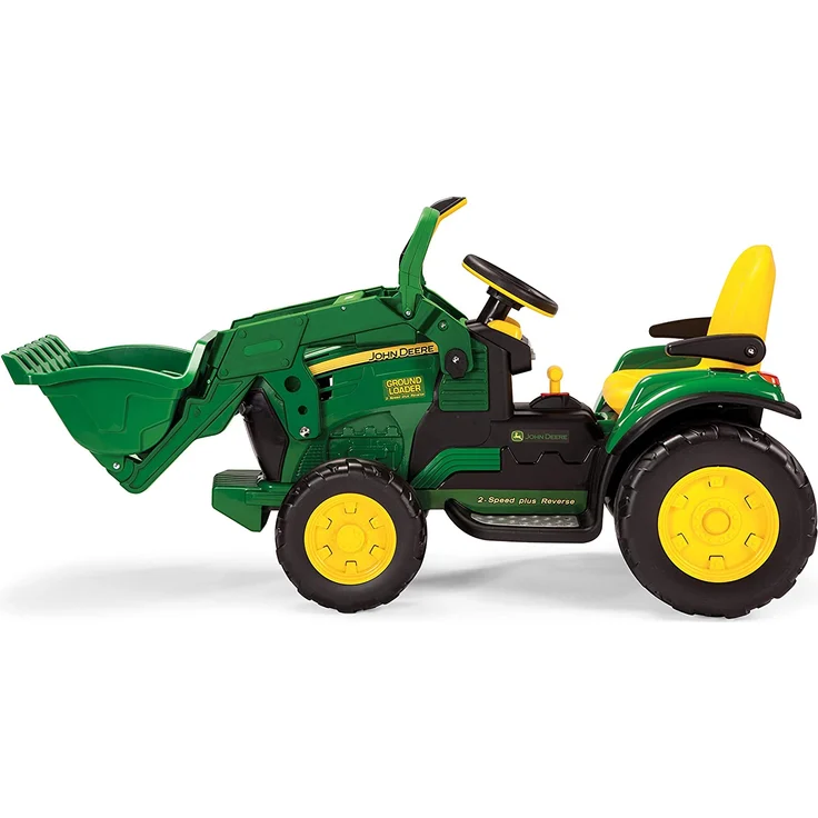 Peg Perego 'John Deere Ground Loader' Elektrotraktor, Gelb/Grün, zwei 12 V Motoren, bis zu 7,3 km/h schnell, mit großer Frontschaufel und integriertem UKW-Radio, ab 3 Jahren – Bild 7