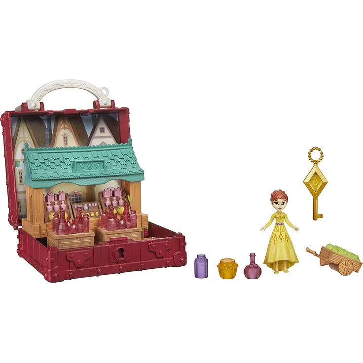 Disney Die Eiskönigin 2 Pop-Up Abenteuer Dorfset Spielset mit Griff, inklusive Anna Puppe zum Disney Film Die Eiskönigin 2 – Spielzeug für Kinder ab 3 Jahren