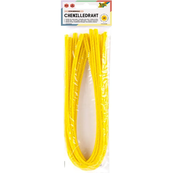 Pfeifenputzer Chenilledraht gelb, 10 St. Ã¡ 50 cm, D: 8 mm