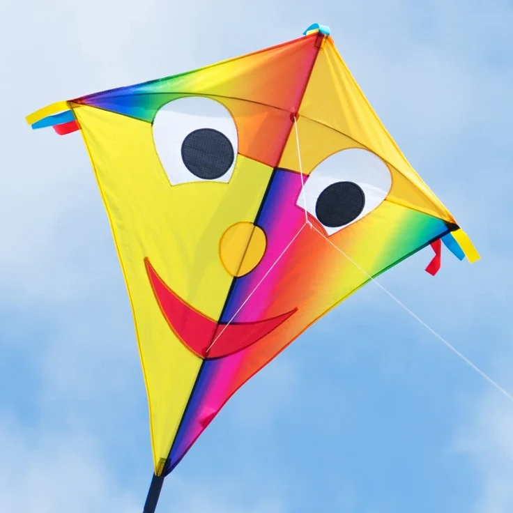 CIM Großer Kinder-Drachen - SUPER Drachen Happy Eddy Joker XL - Einleiner Flugdrachen für Kinder ab 6 Jahren - 90x98cm - inklusiv 80m Drachenschnur und Streifenschwänze - Preisvergleich – Bild 2