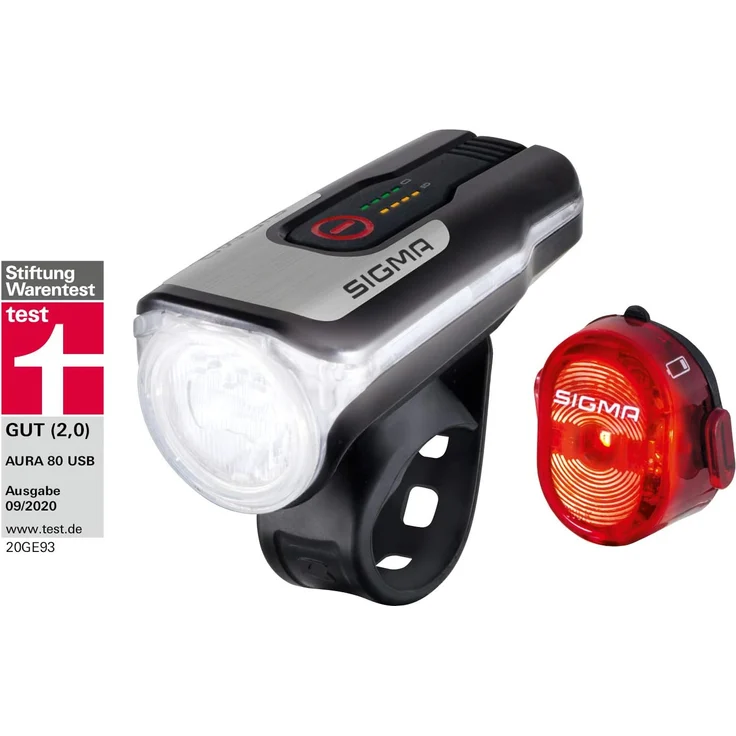 Sigma LED-Akku-Beleuchtungs-Set Aura 80 USB inkl Nugget II StVZO – Bild 2