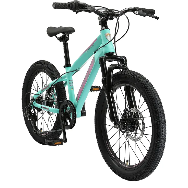 BIKESTAR Kinder Jugend Mountainbike 20 Zoll ab 6 - 7 Jahre | 7 Gang Hardtail MTB Scheibenbremse Federgabel | Mint