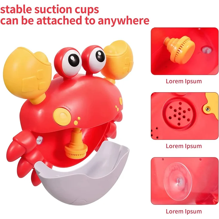 Jiosdo Baby Badewannenspielzeug, Krabbe Badespielzeug Bubble Mit Musik, Baby Wasserspielzeug Badewanne Spielzeug Kinder, Badespielzeug Baby ab 1 2 3 4 5 Jahr, Geschenke für Jungen und Mädchen (rot) – Bild 4