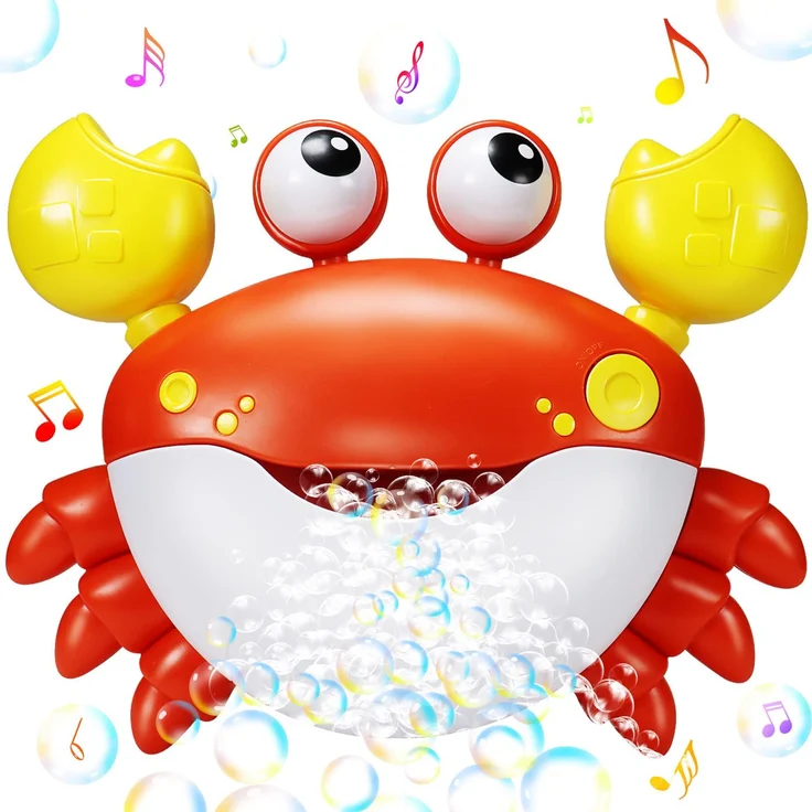 Jiosdo Baby Badewannenspielzeug, Krabbe Badespielzeug Bubble Mit Musik, Baby Wasserspielzeug Badewanne Spielzeug Kinder, Badespielzeug Baby ab 1 2 3 4 5 Jahr, Geschenke für Jungen und Mädchen (rot) – Bild 1