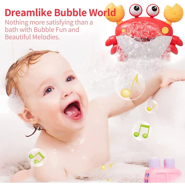 Jiosdo Baby Badewannenspielzeug, Krabbe Badespielzeug Bubble Mit Musik, Baby Wasserspielzeug Badewanne Spielzeug Kinder, Badespielzeug Baby ab 1 2 3 4 5 Jahr, Geschenke für Jungen und Mädchen (rot) – Bild 2