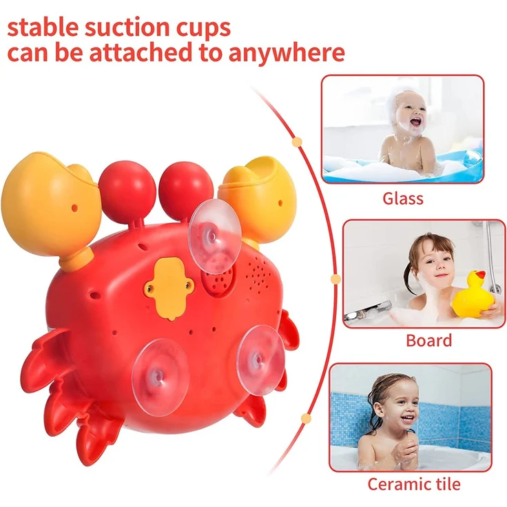 Jiosdo Baby Badewannenspielzeug, Krabbe Badespielzeug Bubble Mit Musik, Baby Wasserspielzeug Badewanne Spielzeug Kinder, Badespielzeug Baby ab 1 2 3 4 5 Jahr, Geschenke für Jungen und Mädchen (rot) – Bild 5