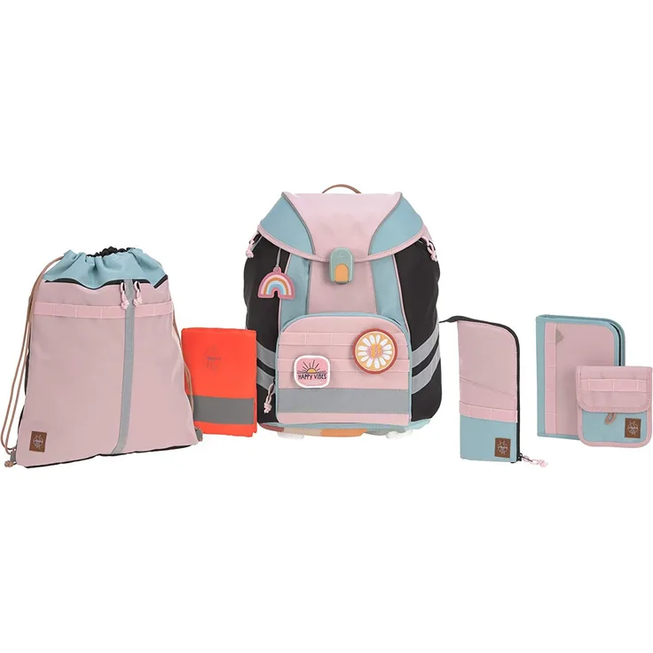 LÄSSIG 'Flexy Unique Rose Blue Black', Schulranzen Set 7-teilig, 21L, ab 6 Jahren