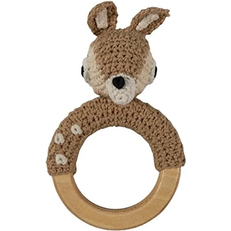 Häkel-Rassel, Rebel der Waschbär auf Holzring, Forest Lake Blue