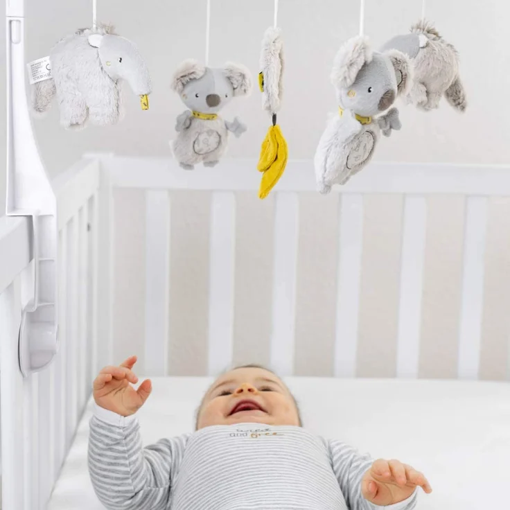 Fehn 064070 Musik-Mobile Australia – Spieluhr-Mobile mit niedlichen Tierchen in sanftem Grau – Für Babys von 0-5 Monaten – Höhe: 65 cm, ø 40 cm – Bild 4