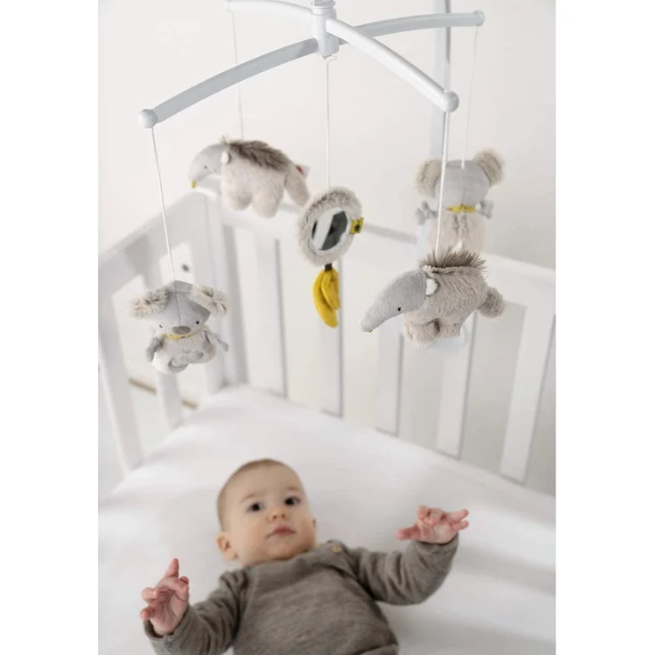 Fehn 064070 Musik-Mobile Australia – Spieluhr-Mobile mit niedlichen Tierchen in sanftem Grau – Für Babys von 0-5 Monaten – Höhe: 65 cm, ø 40 cm – Bild 2