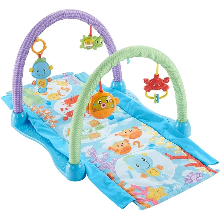 Fisher-Price DRD92 Seepferdchen Spieldecke Krabbeldecke mit 2 Spielbögen, ab nehmbaren Spielzeugen Babyerstausstattung, ab 0 Monaten