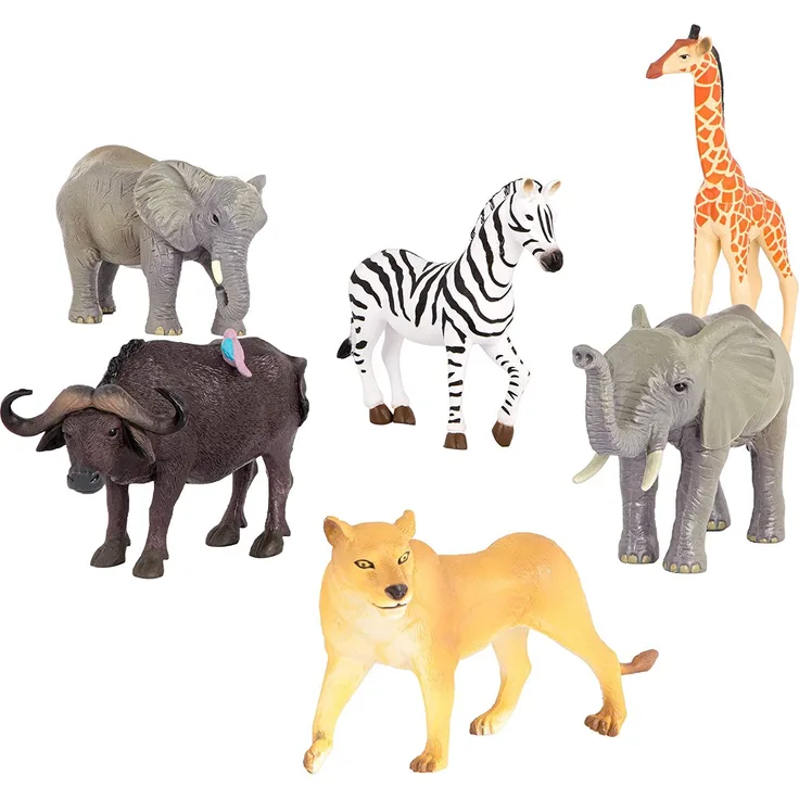 Terra by Battat – Wild Life Set – Realistic Plastic Animal Toy Figures with Elephant Toys for Kids 3+ (6 Pc)