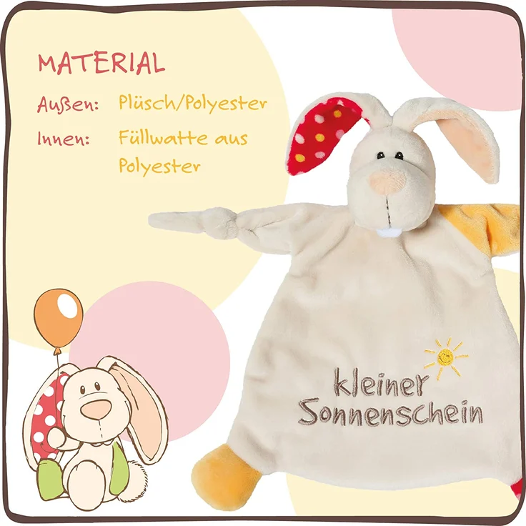 NICI Schmusetuch Hase ‚Kleiner Sonnenschein´ 25x25 cm – Schnuffeltuch ab 0+ Monaten – Kuscheltuch für Babys & Kleinkinder – Baby Kuscheltier / Schnuffeltuch – Schmusetuch für Mädchen & Jungen – 40043 – Bild 4