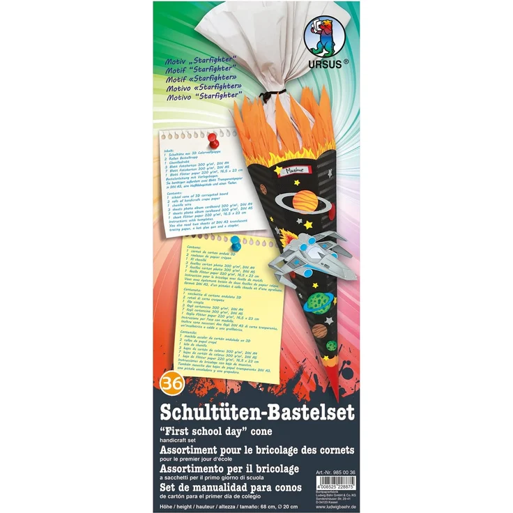 Schultüten Bastelset, Starfighter, 6-eckig, ca. 68 cm – Bild 1