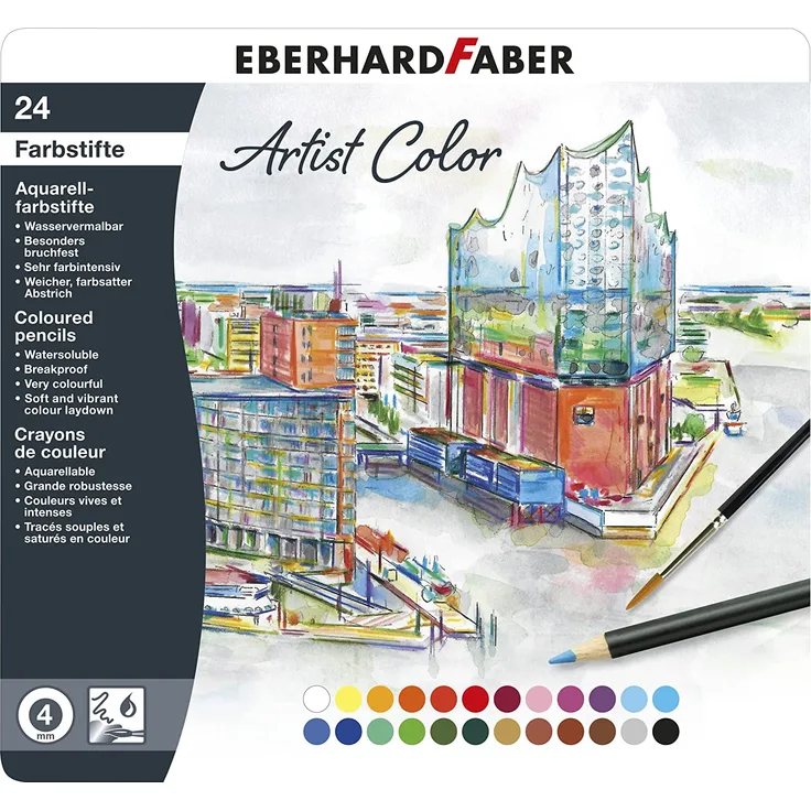 Eberhard Faber Aquarellbuntstift 24er Blech+Pinsel