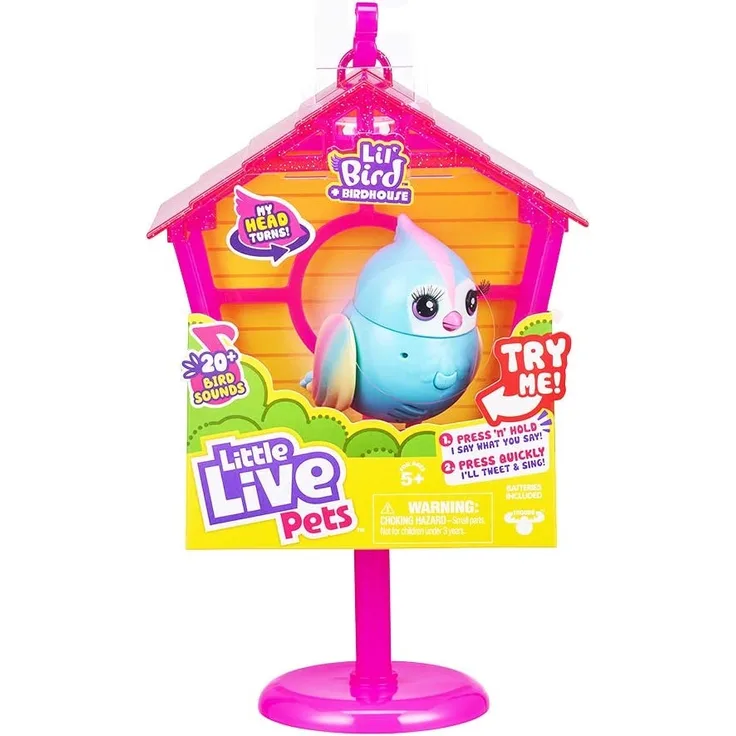 Little Live Pets Lil' Bird & Vogelhäuschen – Rainbow Tweets - Bird von Little Live Pets & Vogelhäuschen, Vogelhäuschen können über Haken verbunden werden, neuer, beweglicher Kopf, über 20 Vogelgeräusc