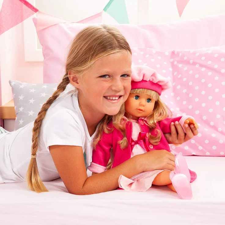 Bayer Design 94635 - Funktionspuppe Charlene mit Haaren und Schlafaugen - spricht und singt 90 Sätze, 2 Gedichte und 8 Lieder – Bild 4