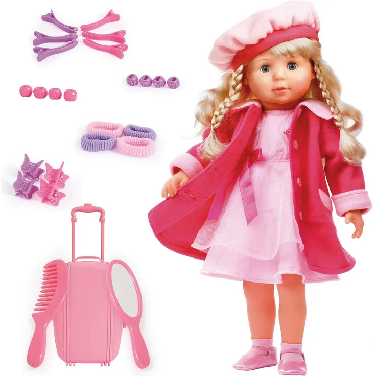 Bayer Design 94635 - Funktionspuppe Charlene mit Haaren und Schlafaugen - spricht und singt 90 Sätze, 2 Gedichte und 8 Lieder