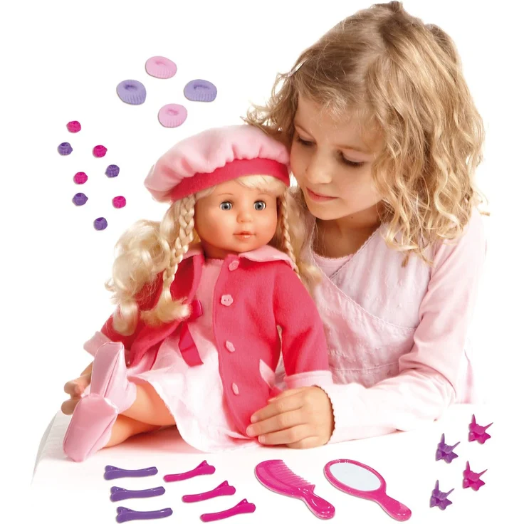 Bayer Design 94635 - Funktionspuppe Charlene mit Haaren und Schlafaugen - spricht und singt 90 Sätze, 2 Gedichte und 8 Lieder – Bild 3