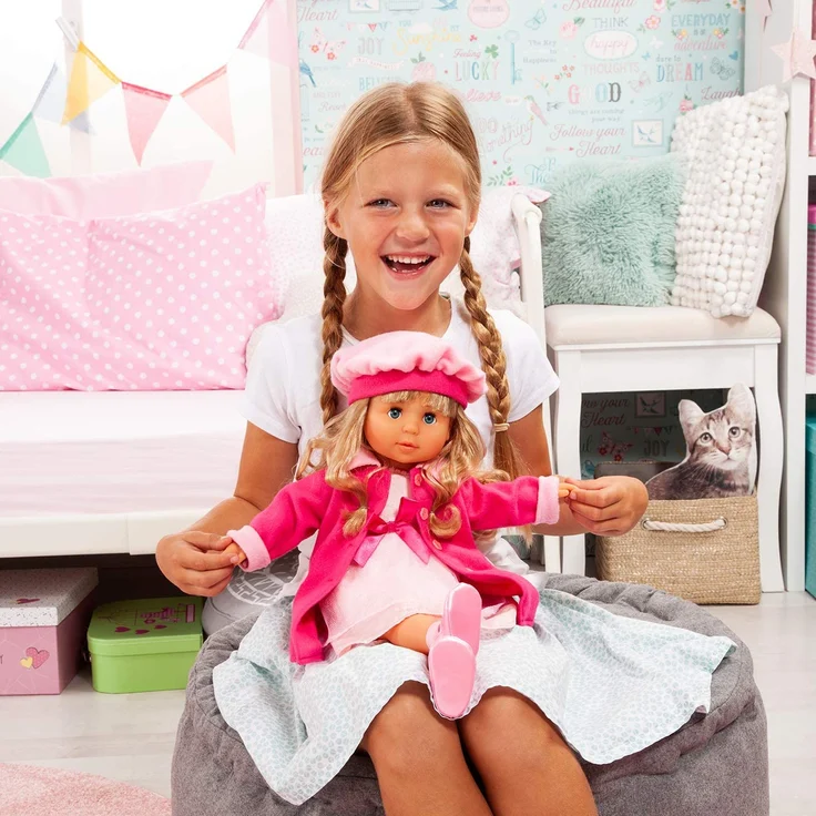 Bayer Design 94635 - Funktionspuppe Charlene mit Haaren und Schlafaugen - spricht und singt 90 Sätze, 2 Gedichte und 8 Lieder – Bild 10