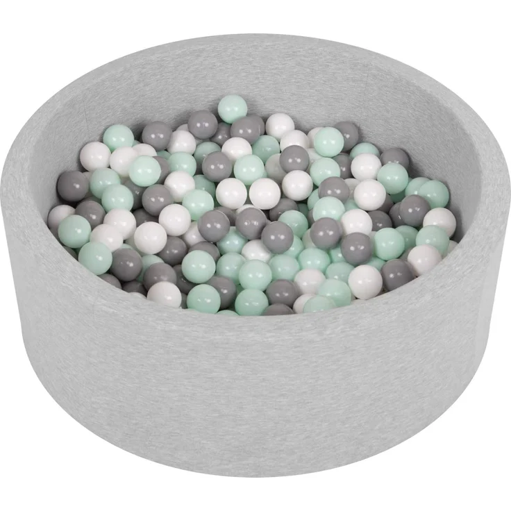 SELONIS Bällebad Bällepool Für Baby Kinder 90X30cm/200 Bälle Rund, Hellgrau: Weiß/Grau/Minze - Preisvergleich – Bild 1
