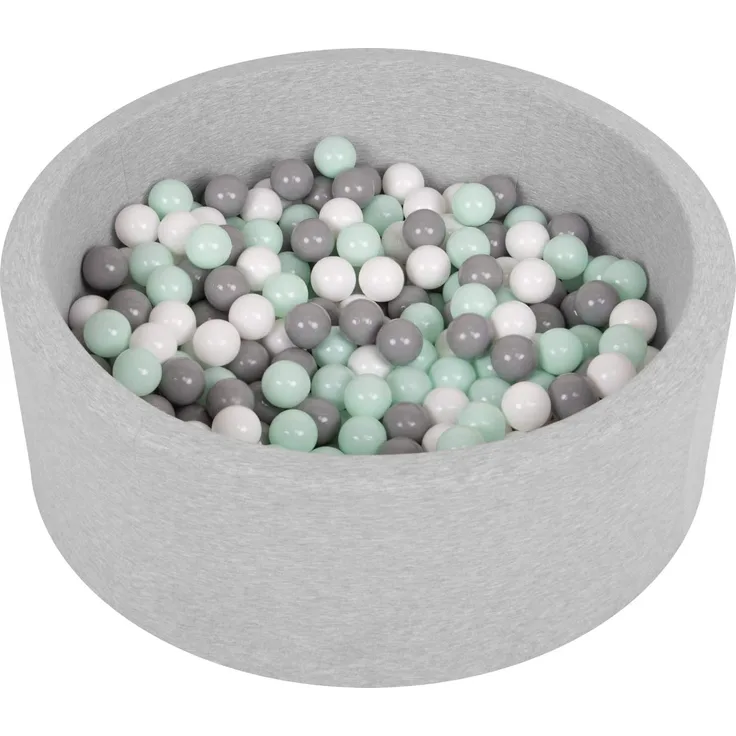 SELONIS Bällebad Bällepool Für Baby Kinder 90X30cm/200 Bälle Rund, Hellgrau: Weiß/Grau/Minze - Preisvergleich