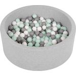SELONIS Bällebad Bällepool Für Baby Kinder 90X30cm/200 Bälle Rund, Hellgrau: Weiß/Grau/Minze - Preisvergleich