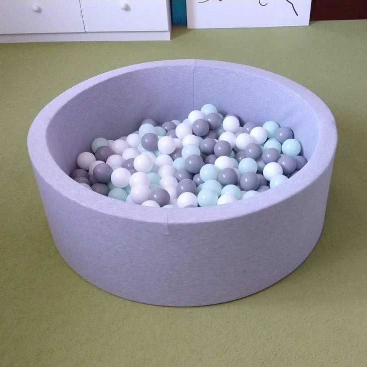 SELONIS Bällebad Bällepool Für Baby Kinder 90X30cm/200 Bälle Rund, Hellgrau: Weiß/Grau/Minze - Preisvergleich – Bild 3