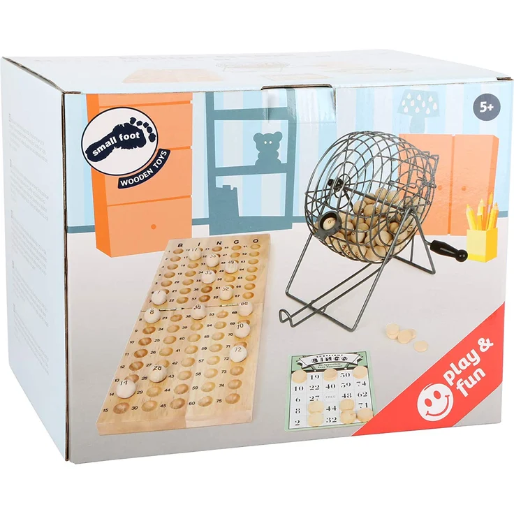 small foot 1831 Bingospiel mit Mischmaschine/Lostrommel aus Metall, Spielmaterialien aus Holz, ab 6 Jahren Spielzeug, Natur - Preisvergleich – Bild 4